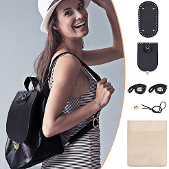 DIYバッグセット  puレザーバッグ素材を含む  ブラック  297x397x1mm&nbsp;DIY-WH0504-375
