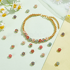 60Pcs 6 Colors Light Gold Tone Alloy Enamel Beads&nbsp;ENAM-PH0002-63
