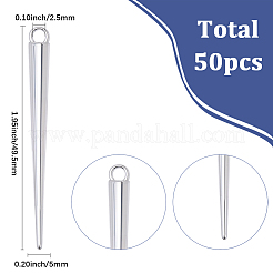 50個の亜鉛合金ペンダント  コーンチャーム  プラチナ  49.5x5mm  穴：2.5mm&nbsp;FIND-SC0023-54