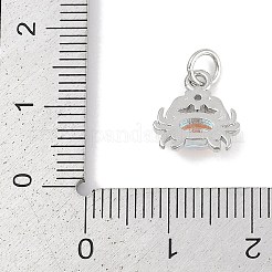 ラックメッキ真鍮チャーム  キュービックジルコニア付き  カニチャーム  長持ちメッキ  鉛フリー＆カドミウムフリー  丸カン付き  プラチナ  11.5x10.5x4mm  穴：3mm&nbsp;KK-Q028-27P
