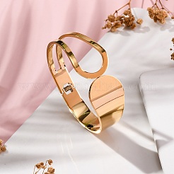 イオンプレーティング（IP）304ステンレススチール製ヒンジ付き女性用バングル  ゴールドカラー  内径：2-3/8x1-7/8インチ（6.1x4.9cm）&nbsp;STAS-Z114-09G