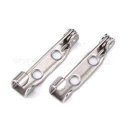 変色防止 304 ステンレススチール ピンブローチ バックバー金具  ステンレス鋼色  19x5x5mm  ピン：0.8mm&nbsp;STAS-Q184-01