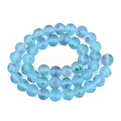 Frosted Handmade Lampwork Beads Strands&nbsp;LAMP-Q041-07B