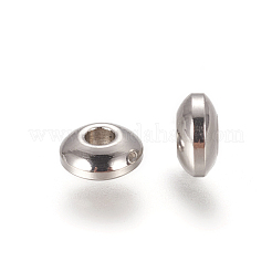 変色しにくい304ステンレススチールの滑らかなロンデルビーズ  ステンレス鋼色  6x3mm  穴：2mm&nbsp;X-STAS-M006-03
