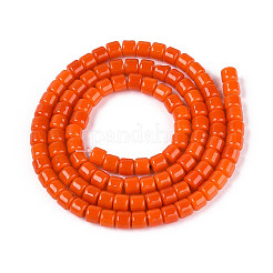 オペークソリッドカラーガラスビーズ連売り  コラム  サンゴ  3.5x4~4.5mm  穴：0.7~0.9mm  約102~108個/連  14.17~14.96インチ（36~38cm）&nbsp;GLAA-N065-4x4mm-C03