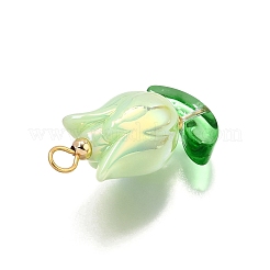 UVメッキアクリルパーツ  花  スプレー塗装された透明ガラス  ゴールドカラー  28x13.5~14x12mm  穴：2.8~3mm&nbsp;X1-PALLOY-TA00270