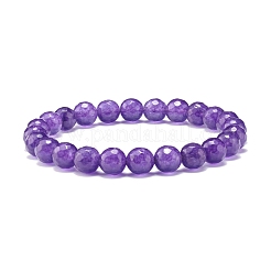 Natural Malaysia Jade(Dyed) Round Beaded Stretch Bracelet&nbsp;BJEW-JB07635