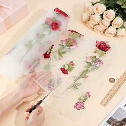 Polyester Rose Embroidery Lace Fabric&nbsp;DIY-WH0622-724A