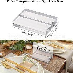透明アクリルベース  場所のサインホルダー  結婚式のための  パーティー  長方形  ゴーストホワイト  74x50x11mm&nbsp;FIND-WH0042-51