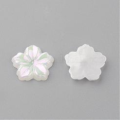 アクリルカボション  ABカラーメッキ  花  ホワイト  12.5x13x2mm&nbsp;MACR-Q183-06