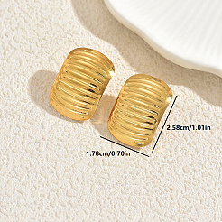 Minimalist Stainless Steel Stripe Oval Stud Earrings&nbsp;UW8798