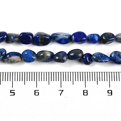 天然石ラピスラズリビーズ連売り  ナゲット  タンブルストーン  4~6x7~10x4~6mm  穴：1mm  15.75''（40センチメートル）&nbsp;G-P497-01B-14