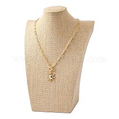 木製模造黄麻布のネックレスディスプレイで覆われて  小麦  25x18.5x9.4cm&nbsp;NDIS-K001-B15