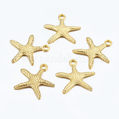 合金のチベット風チャーム  鉛フリー及びカドミウムフリー  ヒトデ/海星  ゴールドカラー  19.5x19x2mm  穴：2mm&nbsp;EA306Y-G