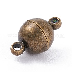 ループ付きの丸い真鍮のマグネットクラスプ  アンティークブロンズ  11.5x6mm  穴：1.2mm&nbsp;X-MC019-AB