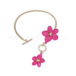 Alloy Enamel Flower Charm Brass Snake Chain Anklets for Women&nbsp;WG4EB39-01