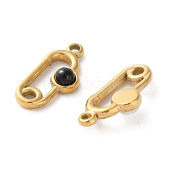 イオンプレーティング（IP）304ステンレスペンダント  宝石付き  オーバル  18KGP本金メッキ  20x10x4mm  穴：1.6mm&nbsp;STAS-C114-14G