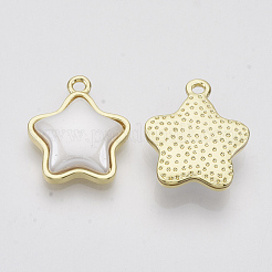 合金ペンダント  absプラスチックイミテーションパールカボション  スター  貝殻色  21x18x5mm  穴：2mm&nbsp;X-PALLOY-N150-22