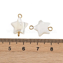 Natural Shell Star Connector Charms&nbsp;STAS-D378-26G