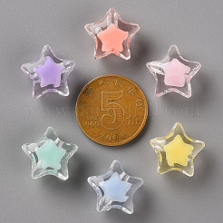 透明なアクリルビーズ  二層ビーズ  多面カット  スター  ミックスカラー  14x15x8.5mm  穴：2mm&nbsp;X-TACR-S152-02A
