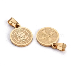 Flat Round with San Benito & Word 304 Stainless Steel Charms&nbsp;X-STAS-I036-03A