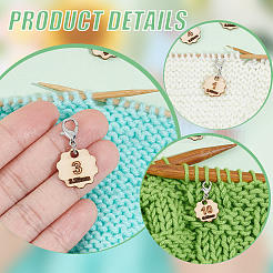 12Pcs 12 Style Flower with Number Pendant Locking Stitch Markers&nbsp;HJEW-AB00641