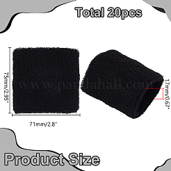 スポーツ用ポリエステルリストバンド20個  汗拭きリストタオル  ブラック  75x71x17mm&nbsp;AJEW-ME0002-39A