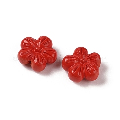 合成サンゴビーズ  染め  花  ファイヤーブリック  13.5x13.5x6.5mm  穴：1.5mm&nbsp;CORA-C001-06