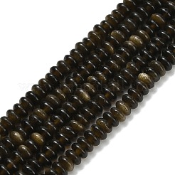 天然石ゴールデンシーンオブシディアンビーズ連売り  ロンデル  4x1.5mm  穴：0.7mm  約155個/連  14.96''（38センチメートル）&nbsp;G-L635-A11-4x2mm-01