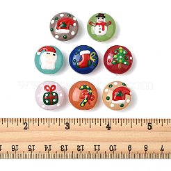 クリスマス手作りランプワークエナメルビーズ 16個 8色  フラットラウンド  混合図形  ミックスカラー  18~18.5x10.5~12.5mm  穴：1.2~1.4mm  2個/カラー&nbsp;LAMP-FS0001-63