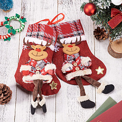 クリスマステーマの不織布バッグ  キャンディ保存用品  クリスマスの靴下  鹿  30~31cm&nbsp;ABAG-TAC0001-16A