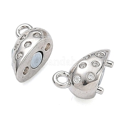 Heart Brass Micro Pave Clear Cubic Zirconia Magnetic Clasps&nbsp;KK-C251-11P