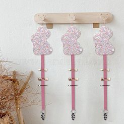 ウサギ不織布ヘアピンヘアクリップ吊り下げホルダー収納オーガナイザー  ポリエステルベルトと合金キーホルダー付き  女の子の部屋用吊り飾りヘアアクセサリー収納ベルト装飾  ショッキングピンク  71.3cm&nbsp;ODIS-WH0025-129A