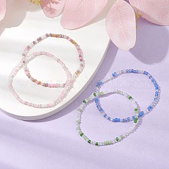 女性用グラスラウンドビーズストレッチブレスレット  ミックスカラー  内径：2-3/8インチ（6cm）&nbsp;BJEW-JB09701