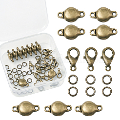 DIYのジュエリーパーツ  真鍮マグネットクラスプ付き  合金カニカンと真鍮の丸カン  アンティークブロンズ  10x6mm  穴：1mm&nbsp;DIY-TA0001-77AB