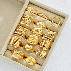 Alloy Mixed Shapes Cuff Open Rings Sets for Women&nbsp;WG69060-01