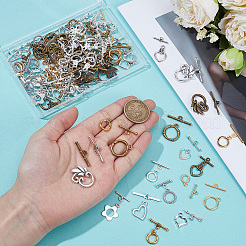 120 Sets 20 Styles Tibetan Style Alloy Toggle Clasps&nbsp;FIND-SP0004-65