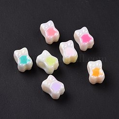 UVメッキレインボー虹色アクリルヨーロピアンビーズ  大穴ビーズ  エナメル  フクロウ  ミックスカラー  10.6x8x8.3mm  穴：4.8mm&nbsp;SACR-E009-39