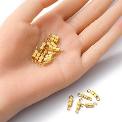 20 セット真鍮ネジクラスプ  ブレスレット作りに  ゴールドカラー  14x3mm  穴：1.8mm&nbsp;IFIN-YW0001-57G