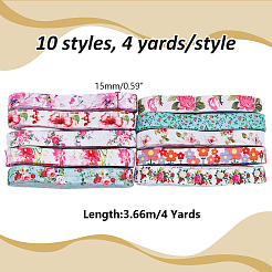 40 Yards 10 Styles Flat Flower Printed Polyester Elastic Cord&nbsp;OCOR-WR0001-48