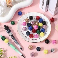 40スタイルのラウンド樹脂ラインストーングラデーションビーズ10個  UVメッキアクリルラウンドビーズ入り  分厚いフーセンガム風ボールビーズ  ミックスカラー  18~20mm  穴：2~2.5mm  4個/スタイル&nbsp;RESI-SC0003-01