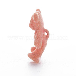 フロッキーアクリルシャンクボタン  クマ  ライトコーラル  38~39x29.5x15mm  穴：3mm&nbsp;OACR-N010-031G