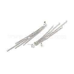 Clear Cubic Zirconia & Crystal Rhinestone Long Tassel Dangle Stud Earrings&nbsp;LS-EJEW-C037-07B-P