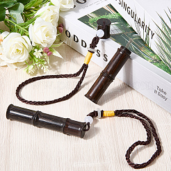 中国風木製つまようじホルダー2個  ポリエステルテザーと樹脂ビーズ付き  コラム  ココナッツブラウン  250~265mm&nbsp;AJEW-GF0011-70A