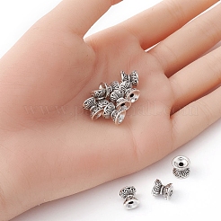 チベット風合金ビーズコーン  リバーシブル  アンティークシルバー  8x7.5mm  穴：2mm&nbsp;TIBEB-YW0001-08