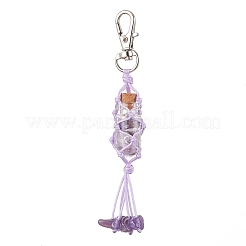 Glass Wishing Bottle inside Chakra Gemstone Chip Pouch Pendant Decorations&nbsp;HJEW-JM01910