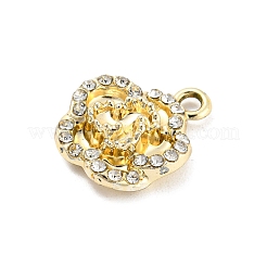 UVメッキ合金ラインストーンペンダント  花のチャーム  ゴールドカラー  17x14.5x4.5mm  穴：2mm&nbsp;PALLOY-D026-11G