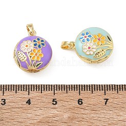 4Pcs 4 Colors Brass Enamel Photo Locket Pendants&nbsp;KK-F939-09G