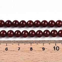 ベーキングペイントパール化ガラスパールビーズ連売り  ラウンド  暗赤色  6mm  穴：0.8mm  約69~70個/連  15.75~15.94インチ（40~40.5cm）&nbsp;HY-N002-6mm-D01