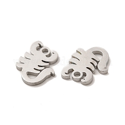 変色しない304ステンレススチールチャーム  サソリ  ステンレス鋼色  14x12x1.4mm  穴：1.8mm&nbsp;STAS-M089-61P